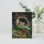 Forces | Raccoon Peeking Briefkaart (Staand voorkant)