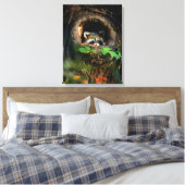 Forces | Raccoon Peeking Canvas Afdruk (Insitu (Slaapkamer))