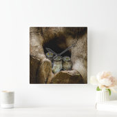 Forces | Three Owls Looking Vierkante Klok (Huis)