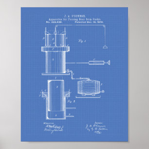 Forcing Beer 1879 Patent Art - Blauwdruk Poster