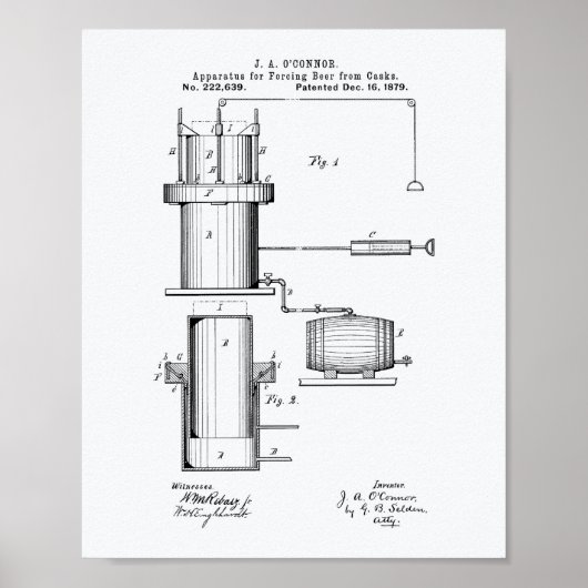 Forcing bier 1879 Patent Art - Witboek Poster (Voorkant)