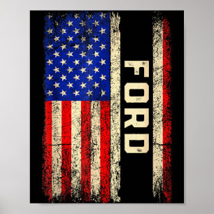 Ford Achternaam Shirt Ford Naam Amerikaanse Vlag Poster
