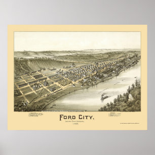 Ford City, PA Panoramic Map - 1896 Poster