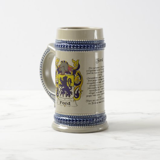 Ford Family Crest Stein Bierpul (Voorkant links)