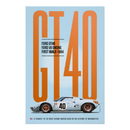  Ford GT40 Blue Orange Tribute Perfect Poster