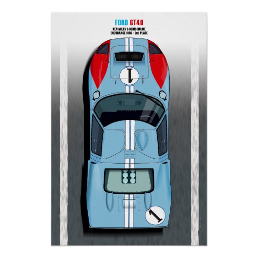 Ford GT40 Miles-Hulme LM 1966 Perfect Poster (Voorkant)