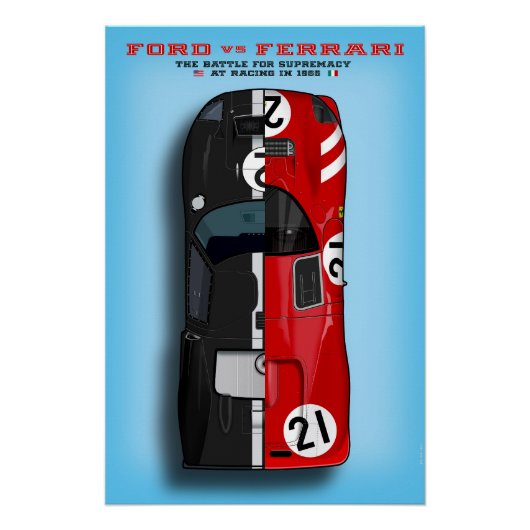 Ford vs Ferrari 1966 Perfect Poster (Voorkant)