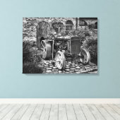  Fordson Tractor, zwart-wit Canvas Afdruk (Insitu (Houten vloer))