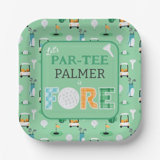 Fore, 4e verjaardag Laten we Par-t-shirt golffeest Papieren Bordje (Voorkant)
