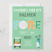 Fore, 4e verjaardag Swing On By Party Kaart (Voorkant)