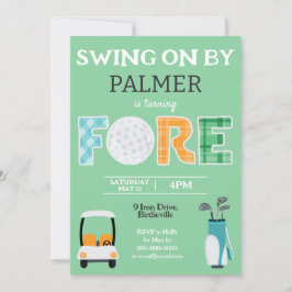 Fore, 4e verjaardag Swing On By Party Kaart