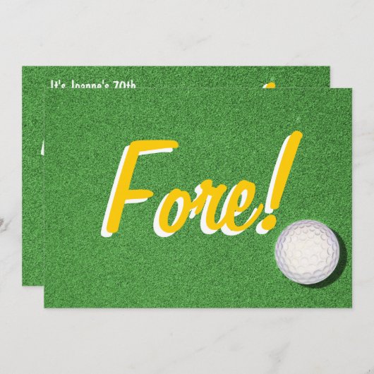 Fore - 70e Golf Birthday Party Kaart (Voorkant / Achterkant)