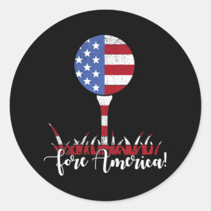 Fore America Patriotic Golf Flag Ronde Sticker