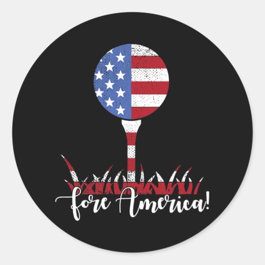 Fore America Patriotic Golf Flag Ronde Sticker (Voorkant)