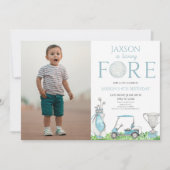 Fore Blue Golf Afbeelding 4e Vierde Verjaardagsfee Kaart (Voorkant)