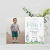 Fore Blue Golf Afbeelding 4e Vierde Verjaardagsfee Kaart (Staand voorkant)