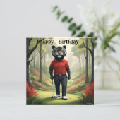 Fore: een tijger die golft, platte verjaardagscoll kaart (Staand voorkant)