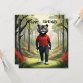 Fore: een tijger die golft, platte verjaardagscoll kaart (Voorkant / Achterkant in situ)