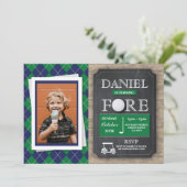 FORE Four Golf Golfing 4th Birthday Party Foto Kaart (Staand voorkant)