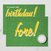 Fore Golf Birthday Party Kaart (Voorkant / Achterkant)