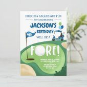 FORE Golf Boy Fourth Birthday Par-T-shirt Golfing  Kaart (Staand voorkant)