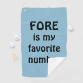 Fore Is Mijn Favoriete Nummer Blauw Grappig Golfhanddoek (Insitu)