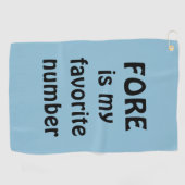 Fore Is Mijn Favoriete Nummer Blauw Grappig Golfhanddoek (Horizontaal)