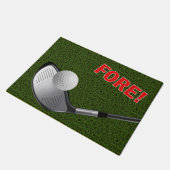 FORE met Golf Club Head, Ball & Grass Deurmat (Schuin)