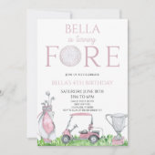 Fore Pink Golf 4e verjaardag Kaart (Voorkant)