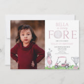 Fore Pink Golf Afbeelding 4e Vierde Verjaardag Par Kaart (Voorkant)