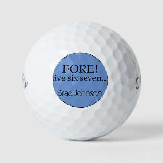 FORE vijf zes zeven grappig gepersonaliseerd Golfballen (Voorkant)