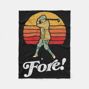 Fore! Vintage Golf Swing Retro Stijl Golfer Fleece Deken