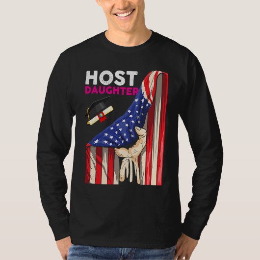 Foreign Host Family Daughter Flag Hand Exchange St T-shirt (Voorkant)