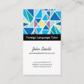 Foreign Language Tutor - Blue Abstract Geometry Visitekaartje (Voorkant)