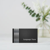 Foreign Language Tutor Professional Black Silver Visitekaartje (Staand voorkant)