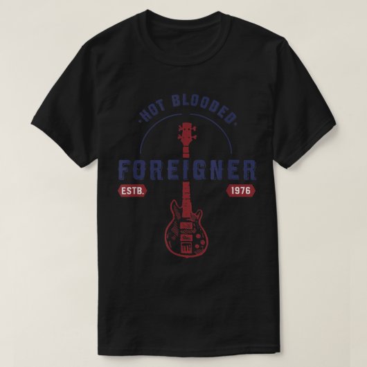 Foreigner Hot Blooded Guitar Officially Licensed  T-shirt (Design voorkant)