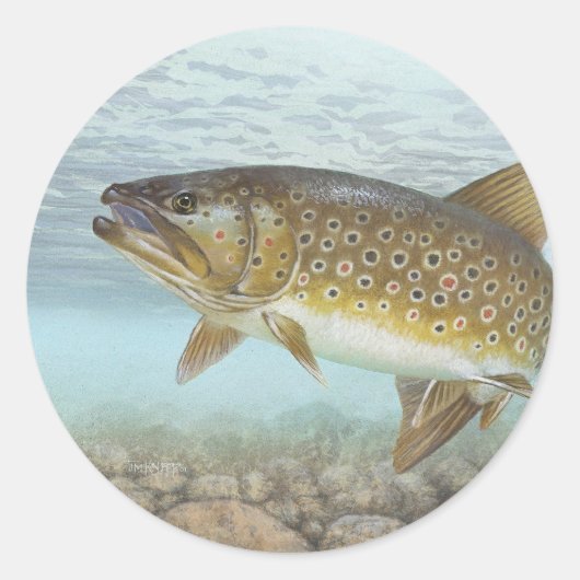 forel, brook ronde sticker (Voorkant)