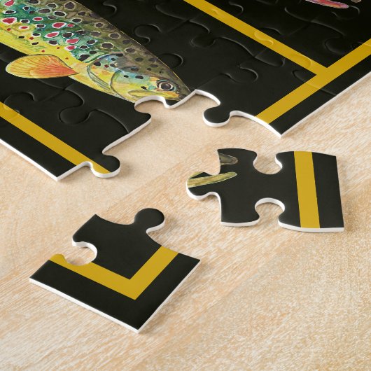 forel - Bruin, regenboog, Brook Fisherman's Fun Legpuzzel (Zijkant)