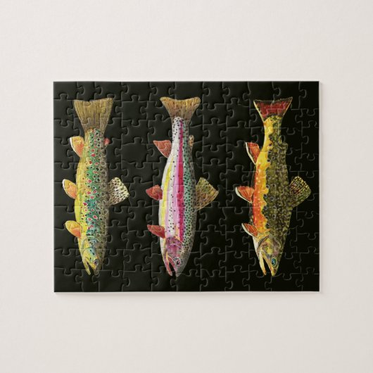 forel - Bruin, regenboog, Brook Legpuzzel (Horizontaal)