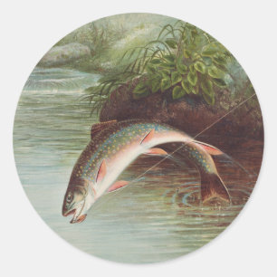 Forel die uit het water springt door S.A. Kilbourn Ronde Sticker