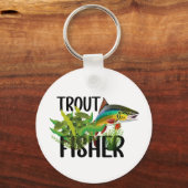 Forel Fisher Regenboogforel in natuurlijke omgevin Sleutelhanger (Voorkant)