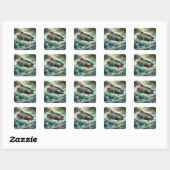 Forel Illustratie Vierkante Sticker (Vel)