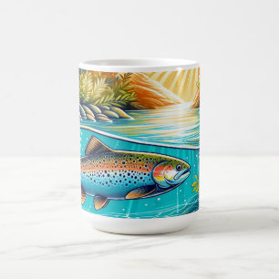 Forel in een weelderige onderwaterstroom scène koffiemok