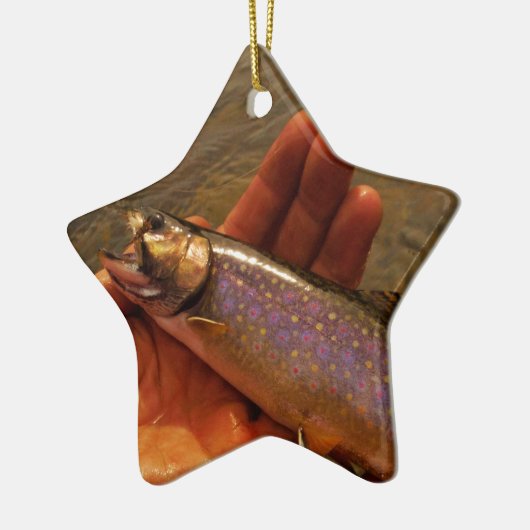 forel in handen keramisch ornament (Links)