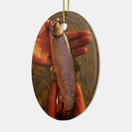 forel in handen keramisch ornament (Links)