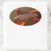 forel in handen ovale sticker (Tas)