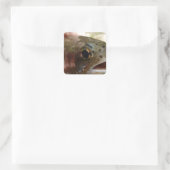 Forel in handen vierkante sticker (Tas)