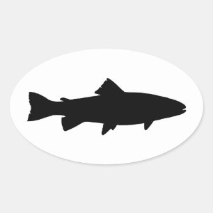 Forel Silhouet (Zwart op Wit) Ovale Sticker
