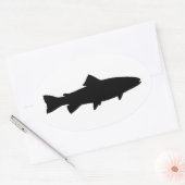 Forel Silhouet (Zwart op Wit) Ovale Sticker (Envelop)