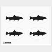 Forel Silhouet (Zwart op Wit) Ovale Sticker (Vel)